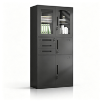 Lemari Arsip Kantor Baja Desain Sederhana Modern Pintu Kaca Tahan Api Kunci Gembok