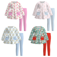 Ensemble deux pièces pour bébé fille, imprimé animal personnalisé, pantalon à volants, manches longues, respirant, automne-hiver, Noël