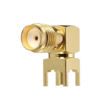 Conector RF de montaje en mamparo de ángulo recto, base de antena GPS con accesorio de soldadura para conectores coaxiales de PCB de orificio pasante,