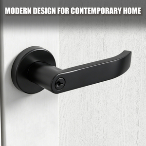 Tianyi Matte Black Door Handle Lever <b>Lock</b> Wave Curved Streamlined Round Rosette <b>Keyed</b> Entry Interior Bedroom Hardware Set - Product Image 4