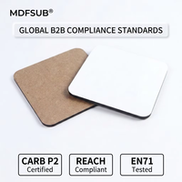Supports de sublimation vierges en MDF carrés de 90 mm pour presse à chaud, certifiés CARB P2 REACH EN 71, OEM ODM, écologiques, en stock MDFSUB