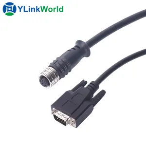 High Quality Wire M12 To D Sub Db9 Db15 Db23 Db25 Db26 M12 male female Plug 2 3 4 5 6 8 12 17 pin To D-sub Cable Connector