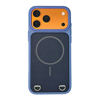 Coque de téléphone magnétique TechWoven originale et tendance pour iPhone 17 Pro Max 16 15 Pro Max avec fenêtre IC, double cordon et bouton de fixation arrière