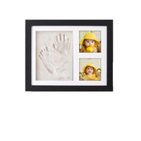 Ensemble de cadres photo pour empreintes de pattes d'animaux de compagnie en MDF - Kit DIY avec tampon encreur pour empreintes de mains et de pieds de bébé, design moderne