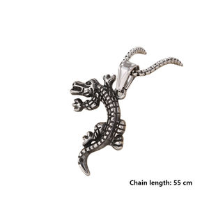 HB580 Nuevo Modelo 2026, Collar con Colgante de Cocodrilo, Cadena de Acero Inoxidable Dorada, <span class=keywords><strong>Negra</strong></span> y Plateada, Moderna y Sencilla para Hombre - Product Image 5