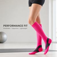 Chaussettes de sport de compression montantes pour femme, antidérapantes, avec soutien du mollet, pour la course, le fitness, la corde à sauter et l'entraînement, automne-hiver
