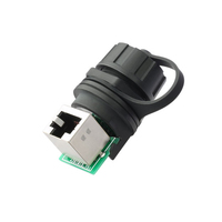 Lshitech 8P8C RJ45 Connecteur femelle à angle droit en cuivre plaqué or IP68 étanche pour communication de données industrielle haute vitesse Ethernet