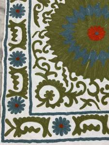 Traditional Uzbek Suzani Cotton <b>Throw</b> Hand Embroidered <b>Bed</b> <b>Cover</b> Colorful Boho Wall Hanging Textile - Product Image 3