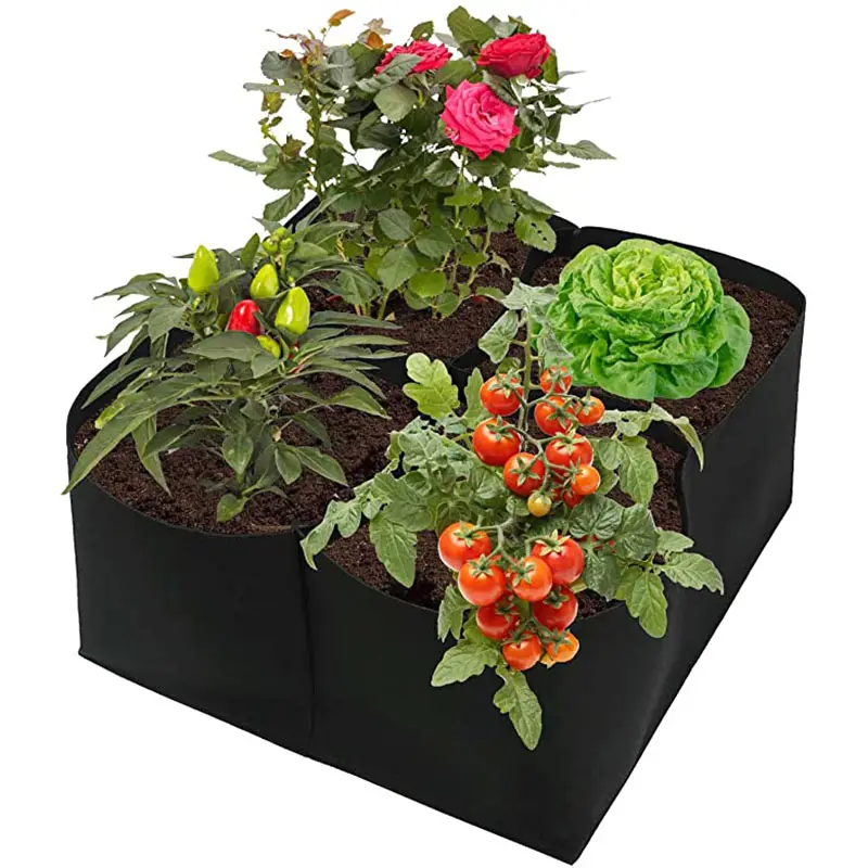 Bolsas de jardín de 2x2 pies, contenedores rectangulares para cultivo de tela, macetas para hierbas