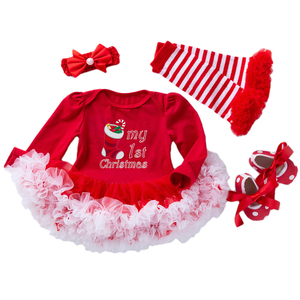Tenue de noël avec bandeau pour bébé fille, chaussures chauffe-jambes, vêtements Tutu, pour nouveau-né, 1er noël - Product Image 6