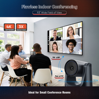 Cámara PTZ TONGVEO con Zoom Óptico 3X, Seguimiento Automático por IA, 1080P 60fps para Transmisión en Iglesias, Videoconferencias en Línea y Transmisión en Vivo