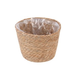 Simple Straw Woven <b>Basket</b> Flower Pot Cover Circular Indoor <b>Plant</b> Planter Floor Standing Home Decor Natural Rattan Style - Product Image 1