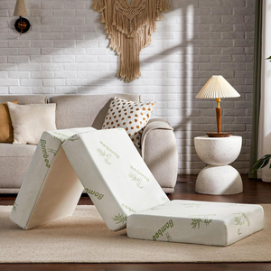 Surmatelas pliable en mousse <span class=keywords><strong>à</strong></span> mémoire de forme de 4 pouces, design orthopédique écologique, housse amovible, tissu respirant - Product Image 1