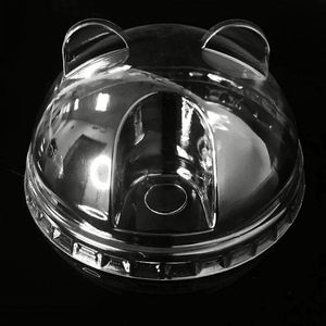 Factory Disposable 98mm 95mm 90mm Transparent PET Panda Lid Juice Cup Lid for MilkTea Smoothie Cup - Product Image 1