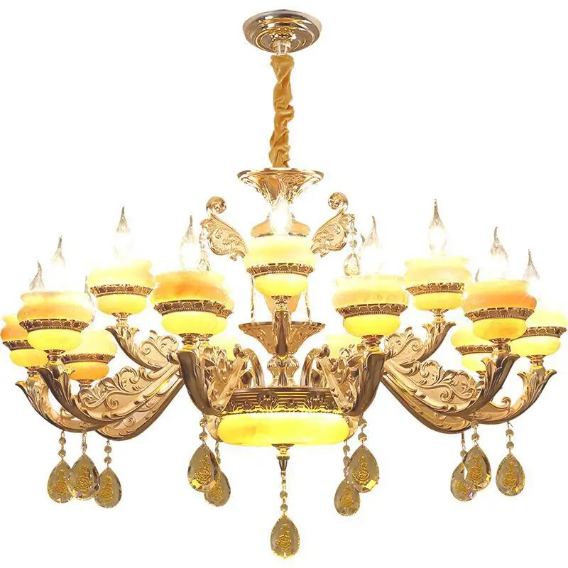 Luxe Decoratie Goud Plafondlamp Clear Kristallen Kroonluchter Voor Eetkamer Zinklegering Arms Kroonluchter Luxe Hotel Verlichting