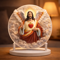 Décoration de table personnalisée en résine, style Art déco classique, représentant le Sacré-Cœur de Jésus, avec impression peinture à l'huile, pour la vente en gros