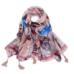 תבניות שונות מודפסות צעיף בסגנון ארוך לנשים צעיף פוליאסטר חוף זול לשימוש קיץ וחורף - Product Image 3