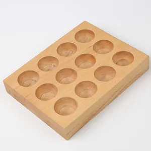 Usable in Kitchen Refrigerator 12 Grids Eggs Holes Rubber Wooden Organizer Egg Station Holder Tray Storage Rack Box