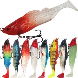 Señuelo artificial con forma de pez de cola en T, 13 cm, 25 g, para pesca de lubina en agua dulce, con anzuelo triple, cabeza de plomo y silicona. - Product Image 1