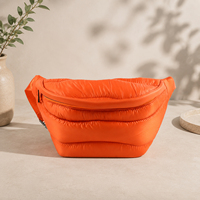 Tas Pinggang Quilted Puffer OEM ODM, Logo & Warna Dapat Disesuaikan, Bahan Nylon, Tas Selempang untuk Perjalanan Outdoor & Penggunaan Sehari-hari
