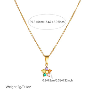 Gold Plated Flower Pendant Necklace With Diamond Pave Setting For Women Daily Wear Gift Jewelry - Product Image 4