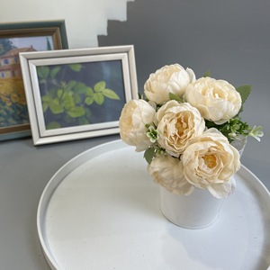 Venta caliente <span class=keywords><strong>6</strong></span> flores tela de seda ramo de flores artificiales peonía para suministros de boda - Product Image 3