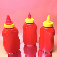 Bouteilles de Ketchup en Plastique PP Rouge Résistantes à la Chaleur de 250 ml (8 oz) – Bouteille à Sauce Facile à Presser pour Mayonnaise et Moutarde avec Bouchon Twist-Top 38/400