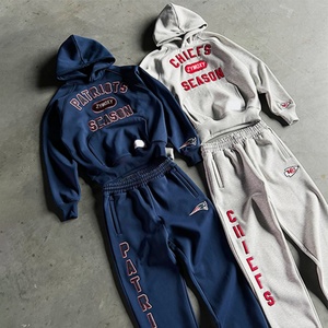 Contrast <b>Stitch</b> Straight Leg Baggy Sweatpants and <b>Hoodie</b> Set Jogging Suit <b>Oversized</b> Heavyweight Tracksuit Custom Sweat Suit - Product Image 2