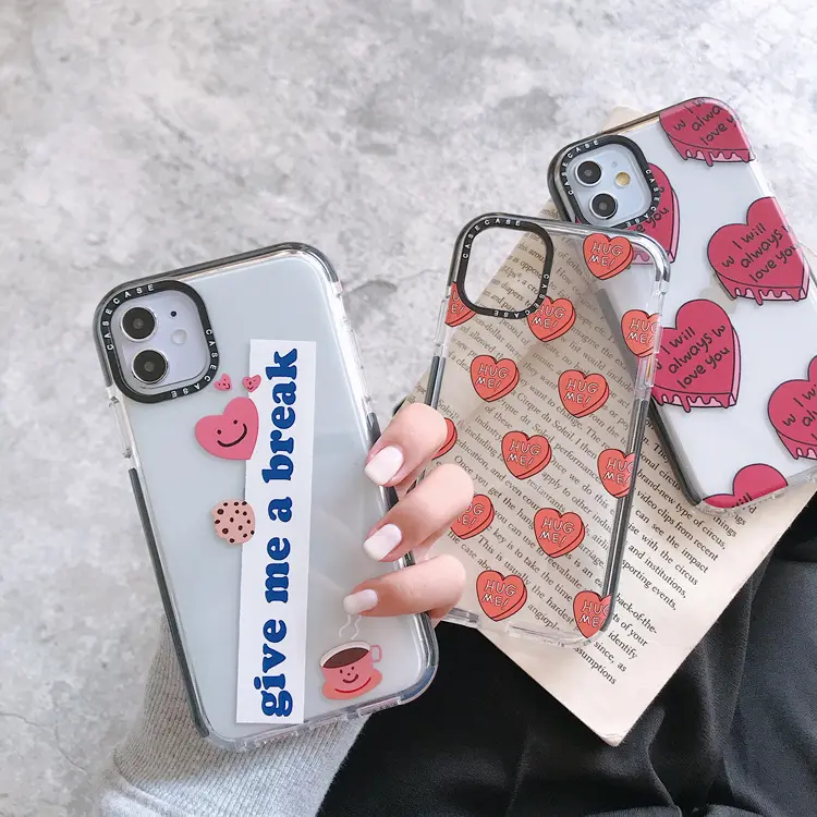 Love Heart Custom Phone Case For iPhone 14 Pro Max Clear Case Girls Women Fundas For iPhone 14 13 12 11 Pro XS Max Bumper Case