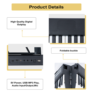 MY MUSIC MY-889B Piano Digital Portátil, Teclado Electrónico de <span class=keywords><strong>61</strong></span> <span class=keywords><strong>Teclas</strong></span> Sensibles al Tacto, Órgano Eléctrico Plegable de Plástico - Product Image 2