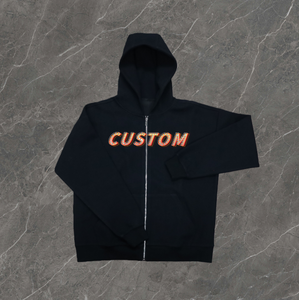 Sweat à capuche streetwear vintage oversize en polyester/coton 410 g/m² avec lettres imprimées DTG, effet délavé à l'acide, fermeture éclair, grammage lourd - Product Image 5