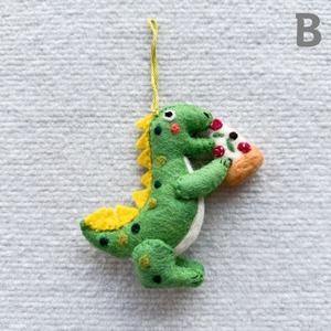 Feutre de laine fait à la main népalais petit <span class=keywords><strong>dinosaure</strong></span> tyrannosaure Rex pendentif porte-clés sac suspendu pour le soulagement du Stress - Product Image 3