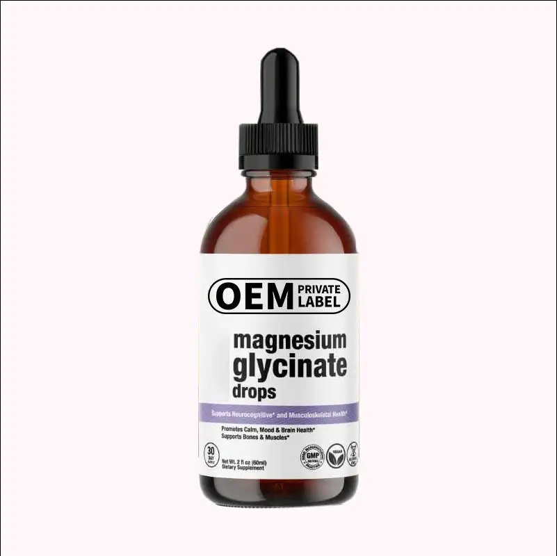Private Label Magnesium Glycinate Liquid Drops High Absorption Supports Neurocognitive & Musculoskeletal Magnesium Drops