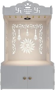 Tempio in Legno Estetico per <span class=keywords><strong>Casa</strong></span>, Mandir Moderno con Luce Focalizzata e Mensola, Installazione <span class=keywords><strong>Fai</strong></span>-<span class=keywords><strong>da</strong></span>-Te, Grande, Bianco - Product Image 6