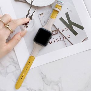 Тонкий кожаный ремешок для часов для Apple Watch 40 мм 44 мм 38 мм 42 мм серии два в двух цветах - Product Image 5