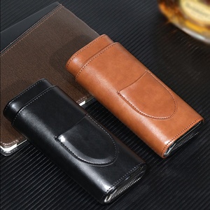 <strong>Classy</strong> 3 Holder Cigar Case Portable Cigar Travel Case Luxury Leather Humidor Cigar Box with <strong>Cutter</strong> - Product Image 4