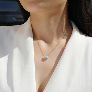 Collar con Colgante de Moissanita Minimalista de 1.0ct, Color D, Forma de Burbuja, Plata 925, Joyería Moderna con Certificado GRA para Mujer, Regalo - Product Image 1