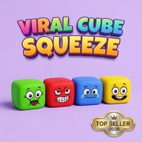 Jumbo Cube Squeeze Kawaii Expression Squishy Colorful Soft TPR Stress Relief Fidget Toy for Office Kids Birthday Party Favors