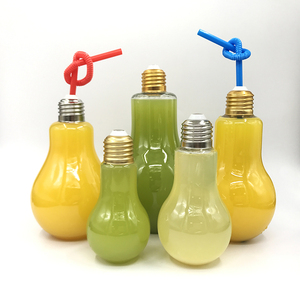 400ml 500ml 700ml Light Bulb <b>Cup</b> with Straw Lids for <b>Halloween</b> Parties Plastic Light Bulb Shaped Bottles - Product Image 2