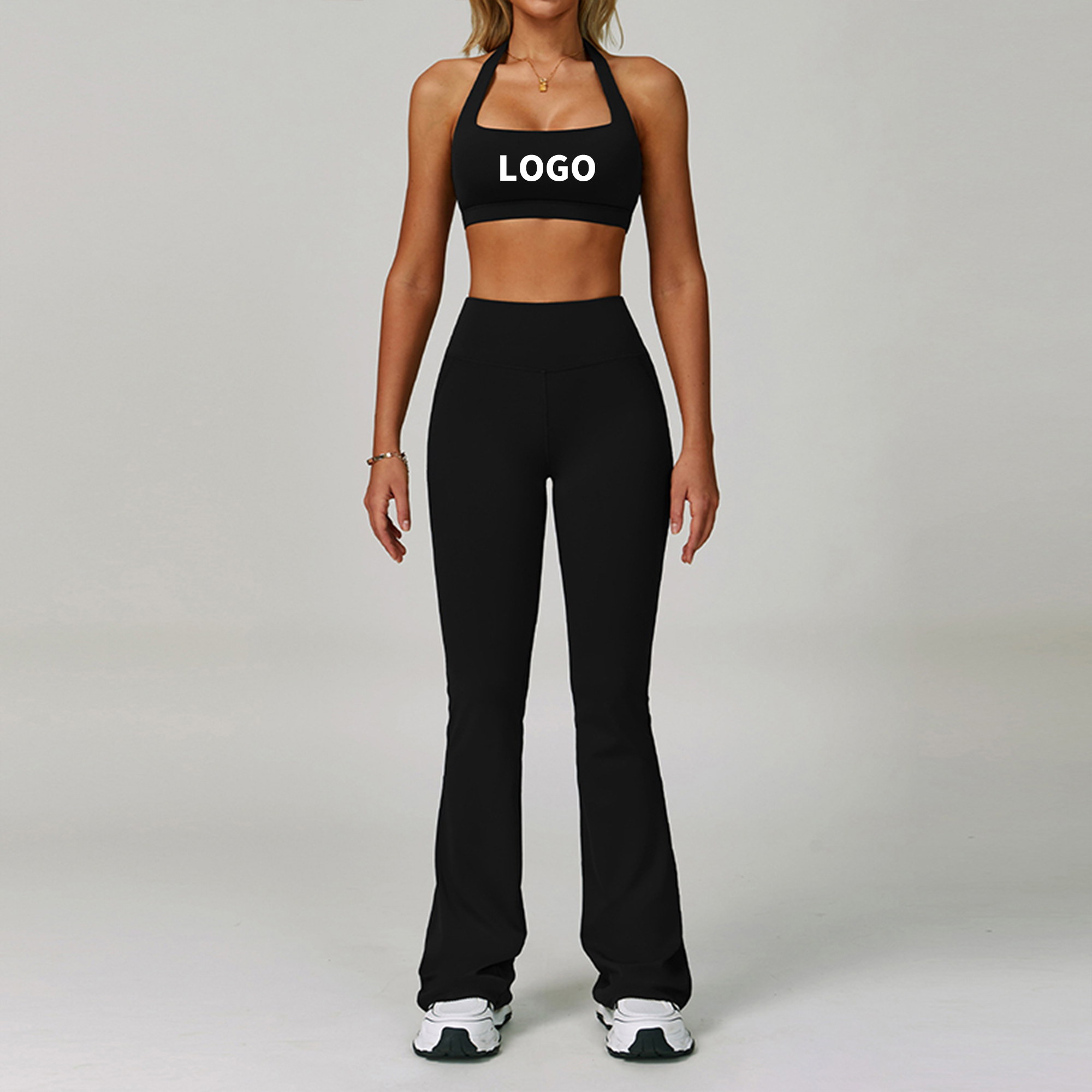 High Quality Women's Sportswear Breathable Sports Bra Flared Leggings 2 Piece Yoga Sets Gym Fitness Workout Clothes