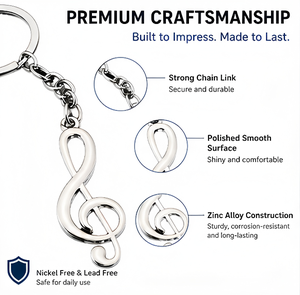 Porte-clés personnalisé en forme de clé de sol, symbole musical argenté, cadeau <span class=keywords><strong>pour</strong></span> <span class=keywords><strong>musicien</strong></span>, étudiant, professeur de musique, piano, violon, guitare - Product Image 2