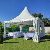 Tente Pagode 5x5m avec Bâche PVC Transparente, Conception Modulaire, Toit Pointu pour Activités Extérieures et Expositions