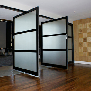 Portes intérieures modernes en aluminium pour maison hôtel, système de portes pivotantes en verre trempé en aluminium noir pour chambre <span class=keywords><strong>intérieure</strong></span> - Product Image 2