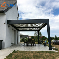 Pergola à lames orientables en aluminium avec écrans latéraux motorisés, imperméable, pour jardin, terrasse, villa
