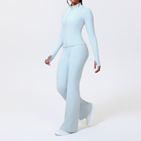 Ensemble de sport et yoga personnalisé pour femme, écologique, avec haut dos croisé et pantalon évasé rehausseur de fessiers, séchage rapide, pour l'hiver, la gym et la course