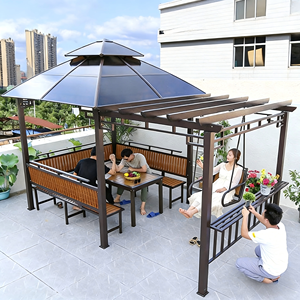 Pergola <span class=keywords><strong>de</strong></span> <span class=keywords><strong>jardin</strong></span>, gazebo, pavillon, auvent <span class=keywords><strong>de</strong></span> terrasse extérieur, <span class=keywords><strong>abri</strong></span> <span class=keywords><strong>de</strong></span> pluie, treillis pour vigne, <span class=keywords><strong>abri</strong></span> <span class=keywords><strong>de</strong></span> toit pour <span class=keywords><strong>jardin</strong></span>, villa, terrasse - Product Image 5