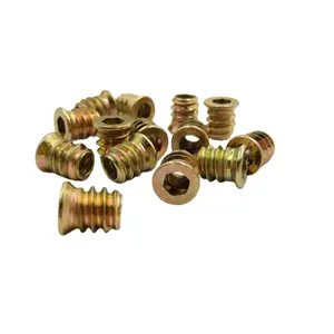 Threaded Inserts Nuts Zinc Alloy Furniture Bolt Fastener Connector Hex Socket Screw Insert For Wood Furniture