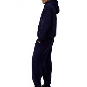 Chándal Deportivo Azul Marino para Hombre, con Capucha, Transpirable, 100% Algodón, Largo, Casual, con Bolsillos Laterales, Corte Regular, Estilo Invernal - Product Image 6