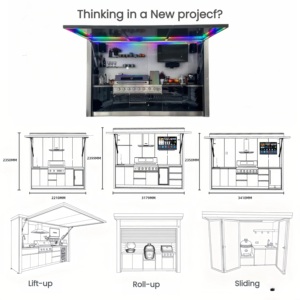 Table d'extérieur îlot avec plateau en pierre de quartz, 2-3m de long, armoire étanche intégrée, barbecue intégré pour fêtes en patio, motif chêne - Product Image 6