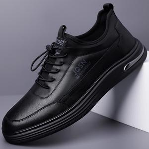 Chaussures décontractées en cuir pour hommes JQSN, bout rond, à lacets, rembourrées, mode printemps, chaussures de marche pour affaires - Product Image 1